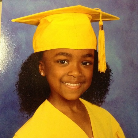 Aniela Gumbs in her pre-school graduate outfit.